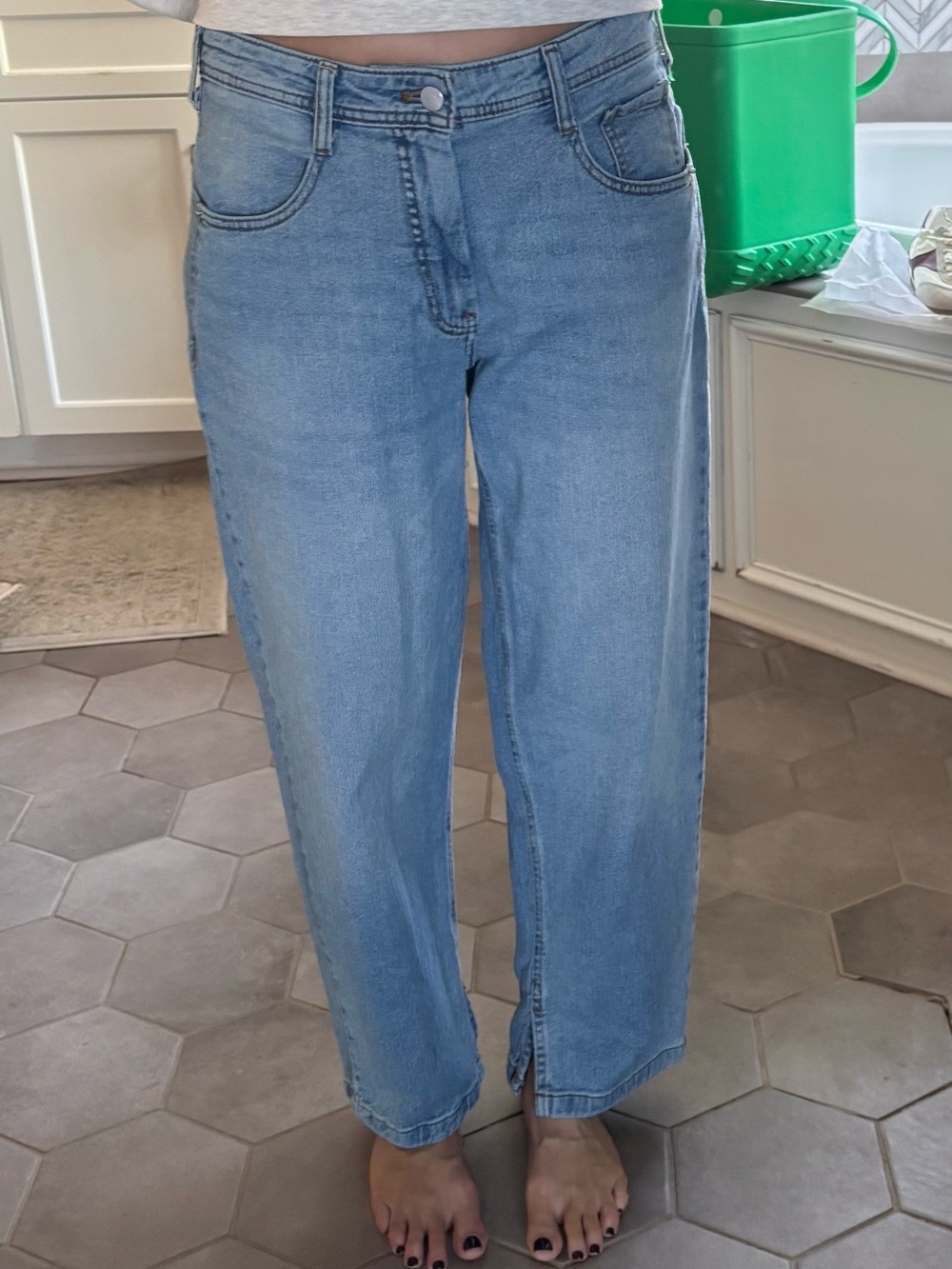 Pilcro Light Blue Cropped Straight-Leg Jeans